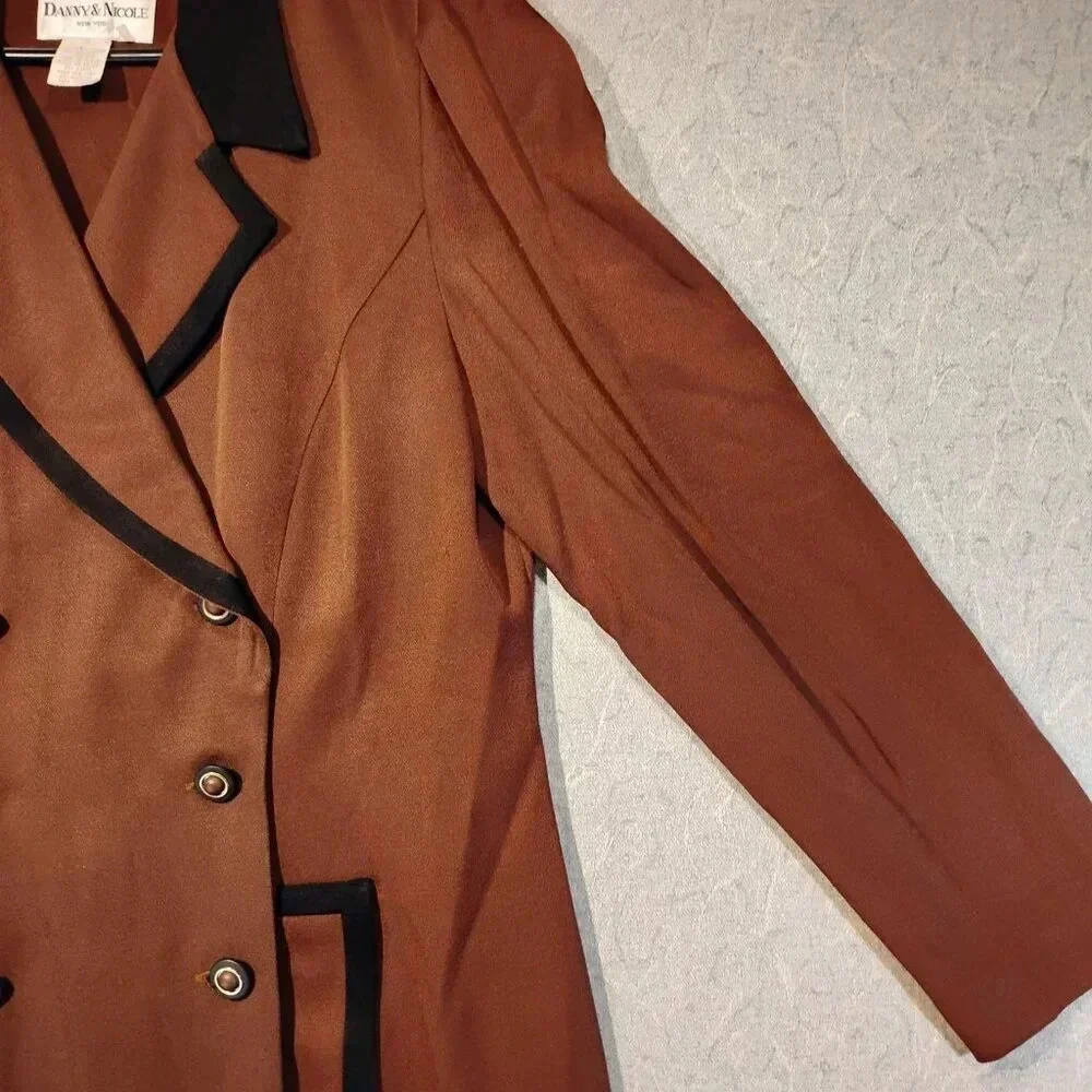 Danny & Nichol New York Women's Brown Double  Breasted Trench Coat Size 14P - Picture 4 of 11